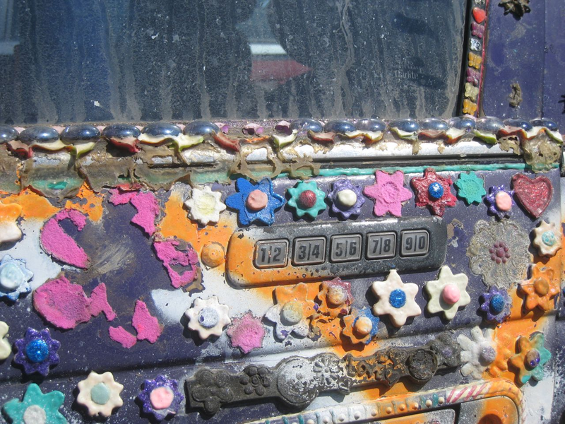 Illustration for article titled Groovalicious Purple Princess Of Peace Art Car Falls On Hard Times, Faces Crusher